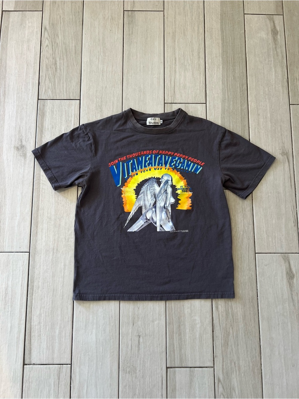 CX-2 Studios Gray T Shirt Multicolor Oversized Size Medium